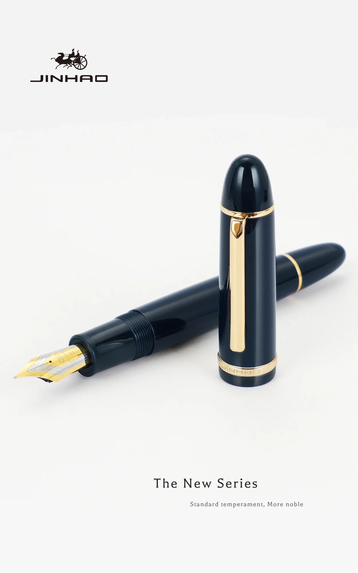 JinHao X159 Black Acrylic Fountain Pen – Fine Nib 0.5mm with Metal Clip