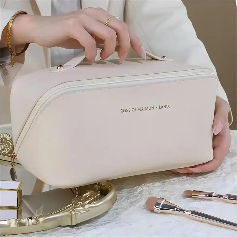 Large-Capacity PU Travel Cosmetic & Toiletry Bag – Multi-Functional Portable Organizer