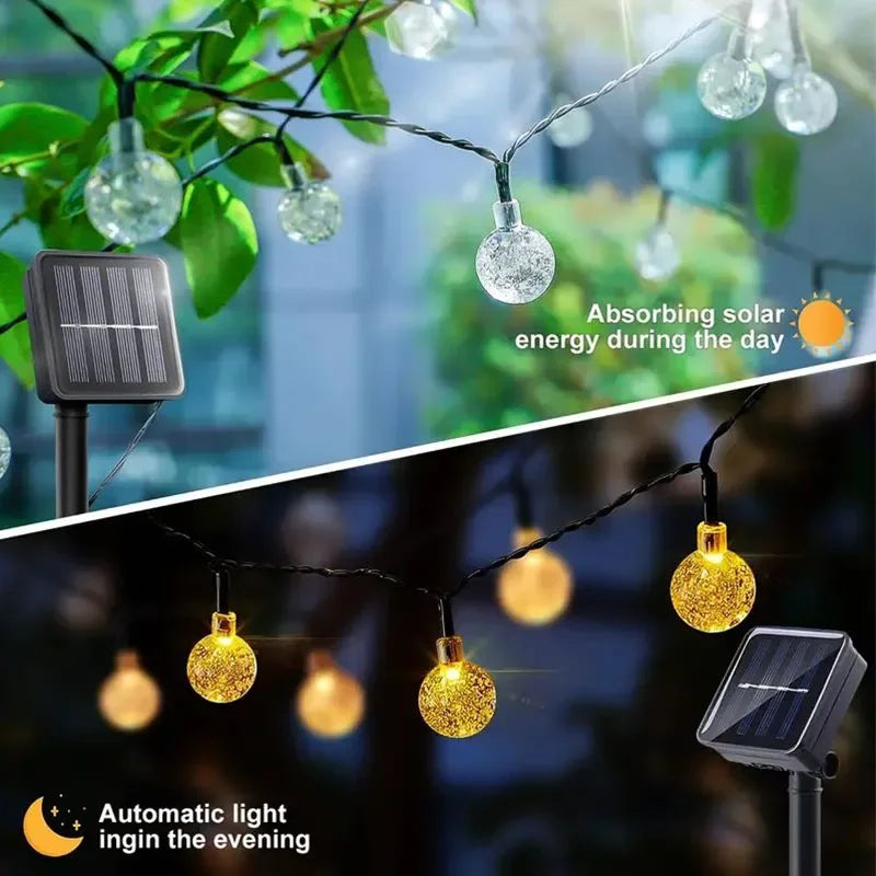 100 LED Solar Crystal Globe String Lights – Outdoor Waterproof Fairy Lights with 8 Modes