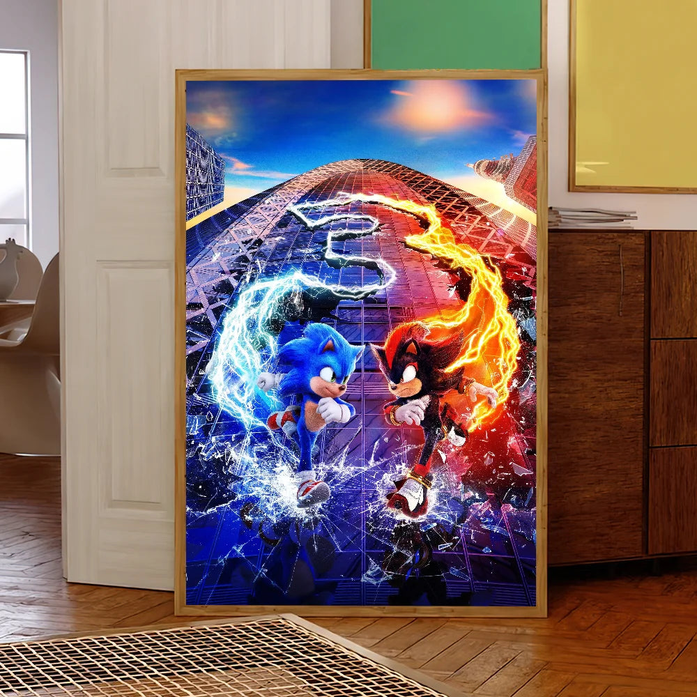 Sonic the Hedgehog 3 Poster – Self-Adhesive Cartoon Wall Sticker