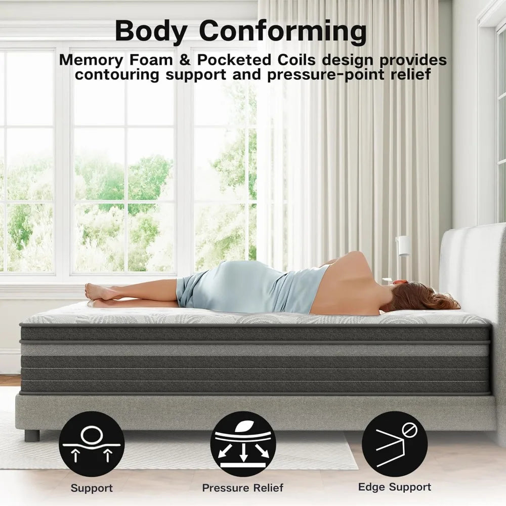 Full Size 12" Mattress in a Box – Medium Firm, Pressure Relief, Fiberglass-Free, CertiPUR