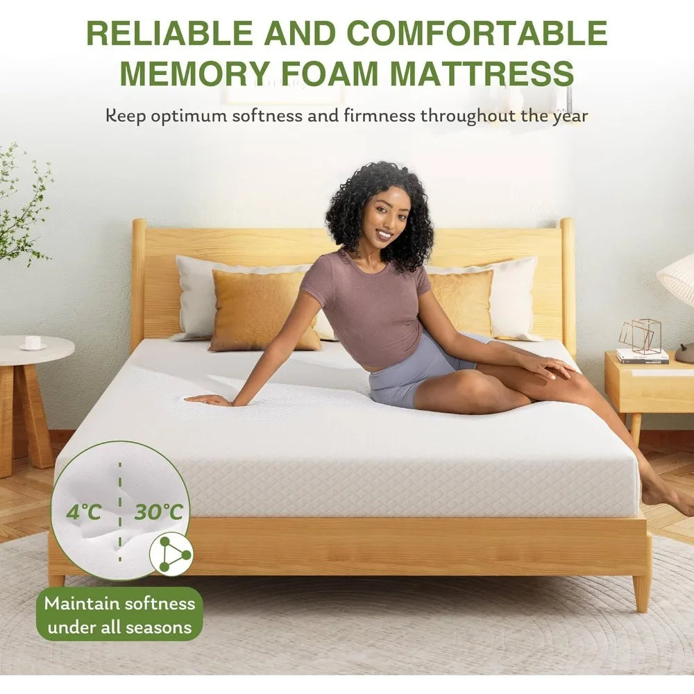 8" Cooling Green Tea Gel Memory Foam Mattress – Medium Firm Support