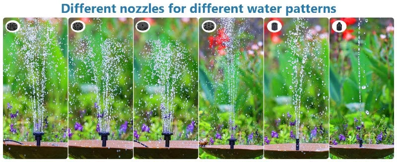 2.5W Solar Fountain Pump with 6 Nozzles & 4ft Pipe