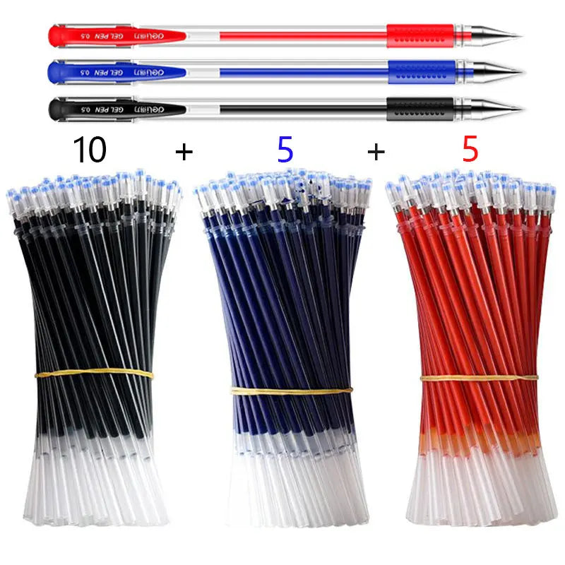 Gel Pen Set with Refills – Black & Blue 0.5mm Kawaii Korean Stationery