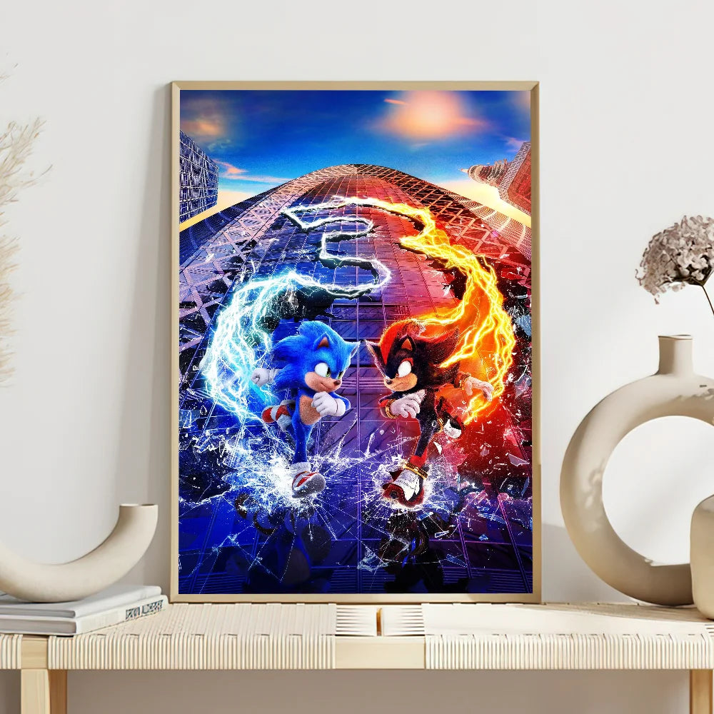 Sonic the Hedgehog 3 Poster – Self-Adhesive Cartoon Wall Sticker