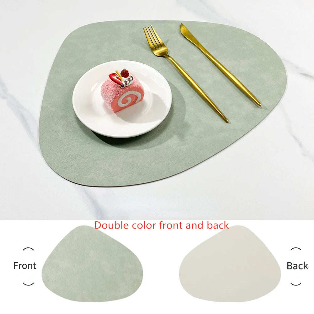 Nordic-Style Double-Sided PU Leather Placemat – Anti-Slip, Water Droplet Shape