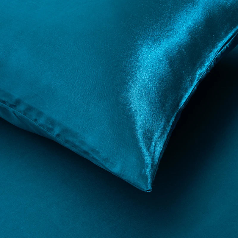3PC Satin Fitted Sheet Set with Pillow Covers