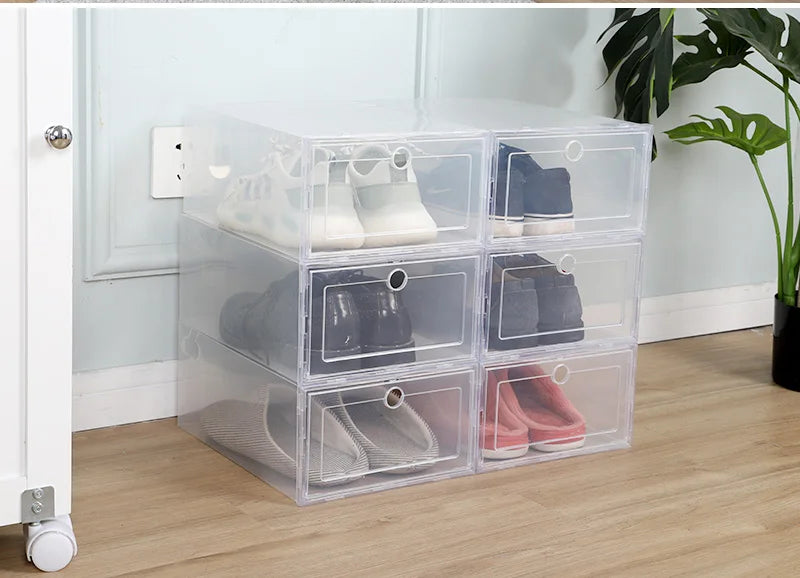 6 Pcs Transparent Dustproof Shoe Storage Boxes