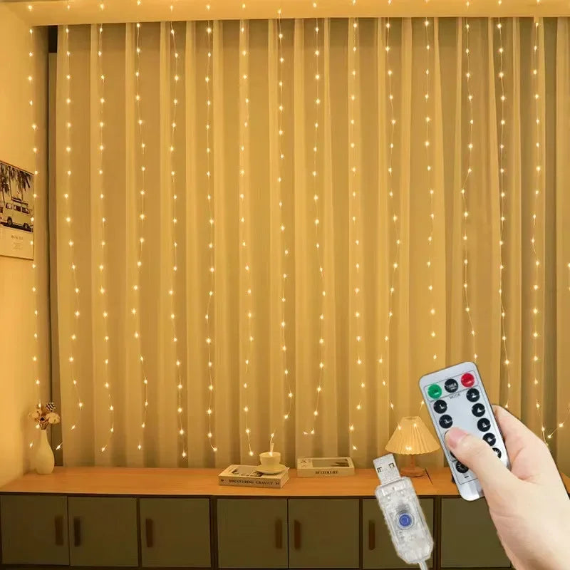 6M LED Fairy String Lights – USB Curtain Lights with 8 Modes for Outdoor & Holiday Decor