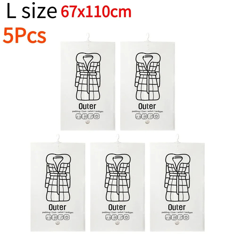 Hanging Transparent Vacuum Storage Bag with Air Pump