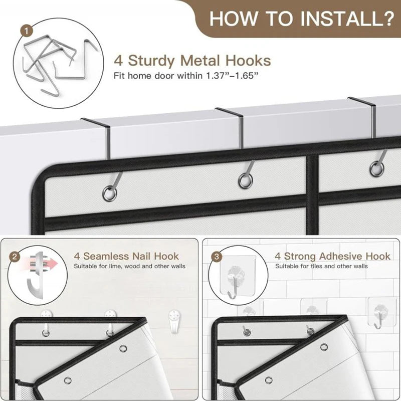Over-the-Door Hanging Organizer with 5 Pockets – Grey