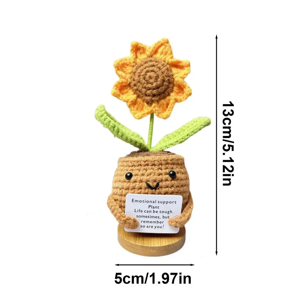Positive Energy Heart Flower Hand-Woven Doll – Knitted Pocket Hug with Card
