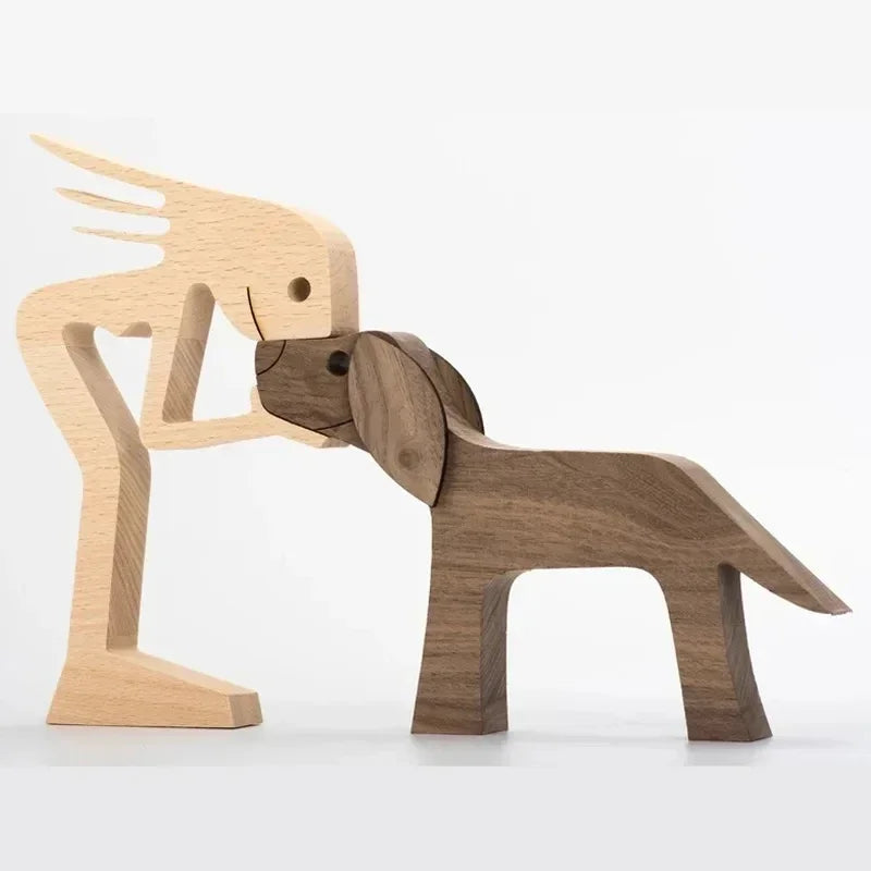 Wooden Puppy Figurine – Handmade Dog Craft Decoration & Gift