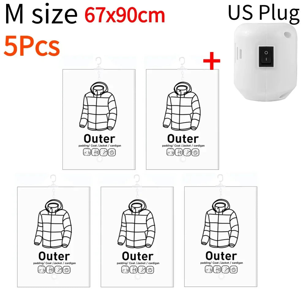 Hanging Transparent Vacuum Storage Bag with Air Pump
