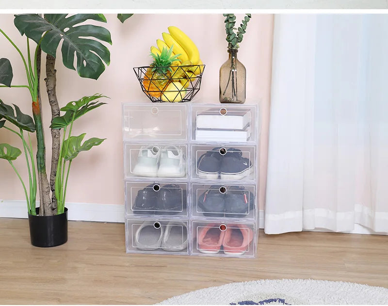 6 Pcs Transparent Dustproof Shoe Storage Boxes