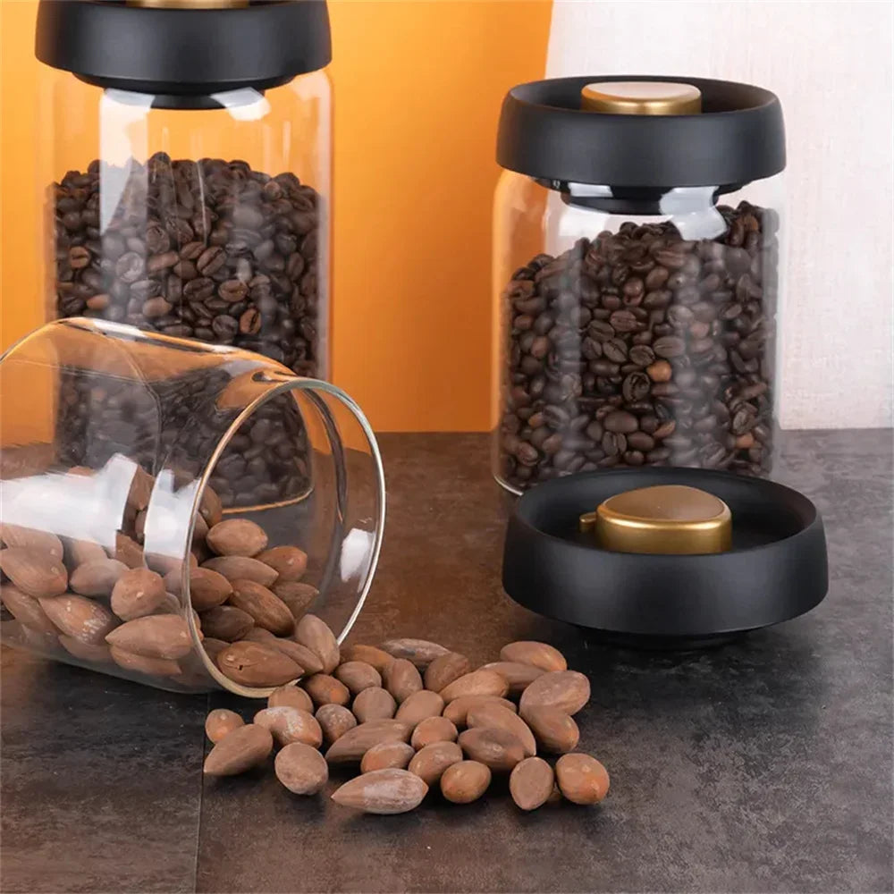 Airtight Vacuum Glass Coffee Storage Jar