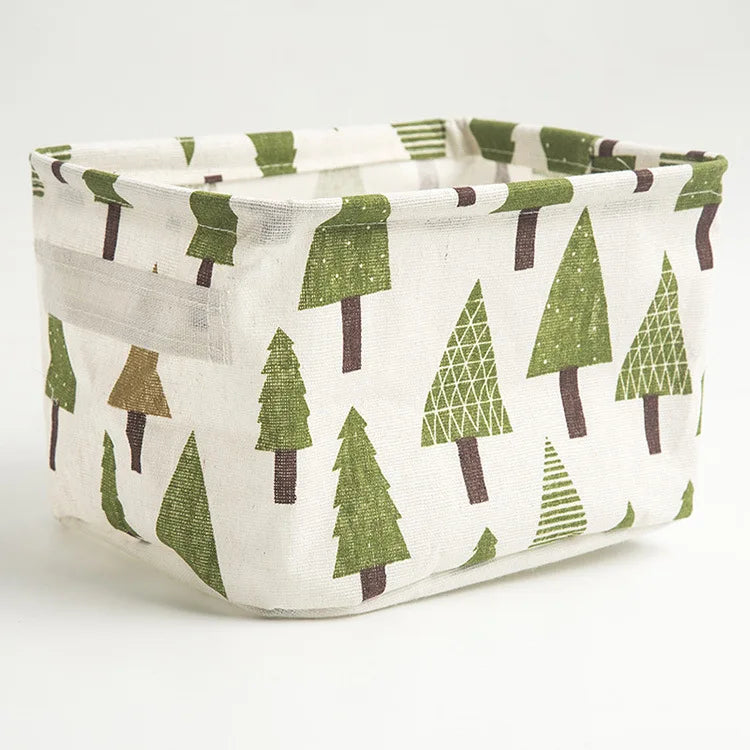 Small Foldable Canvas Storage Basket with Handle