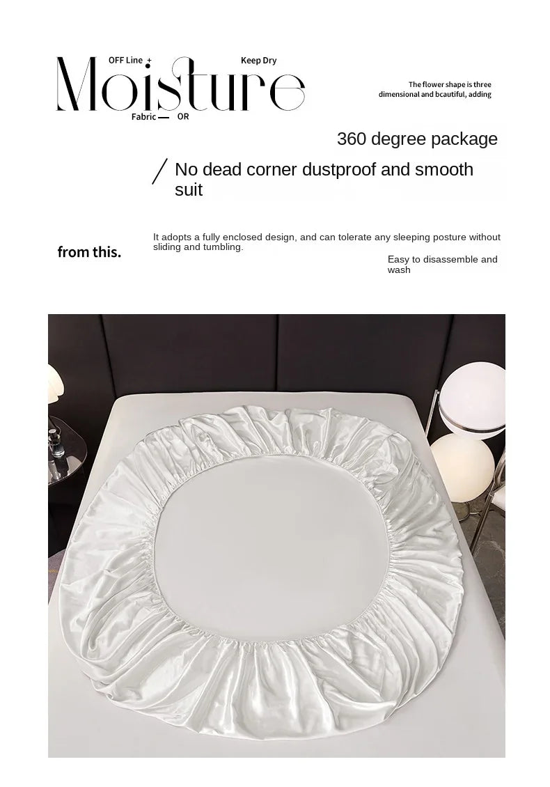 Satin Rayon Fitted Sheet – Solid Color Elastic Bed Cover