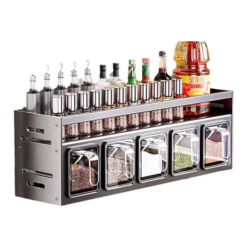 Wall-Mounted Spice Rack with 6 Containers – Rust-Resistant Alloy