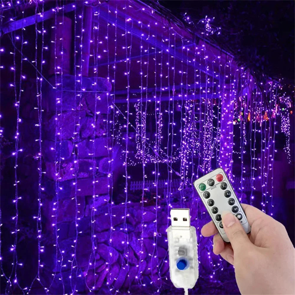 6M LED Fairy String Lights – USB Curtain Lights with 8 Modes for Outdoor & Holiday Decor