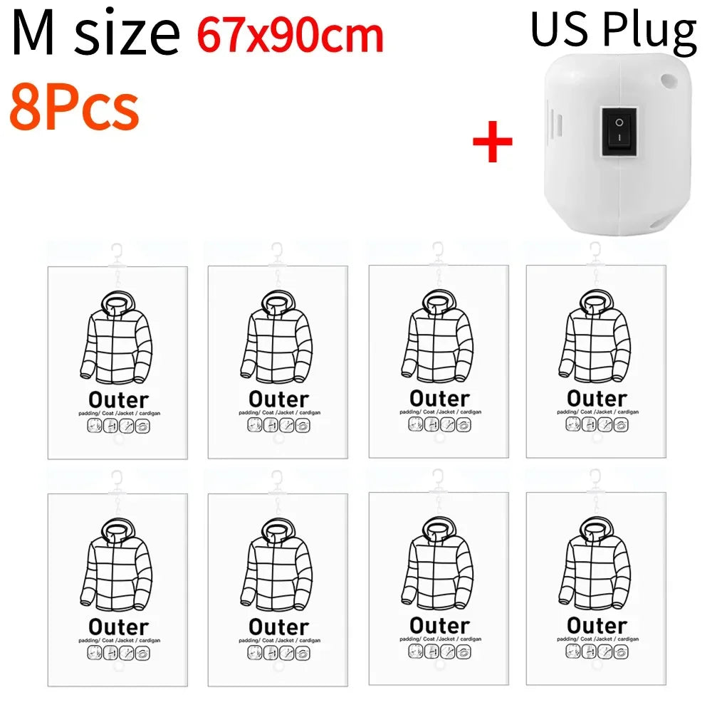 Hanging Transparent Vacuum Storage Bag with Air Pump