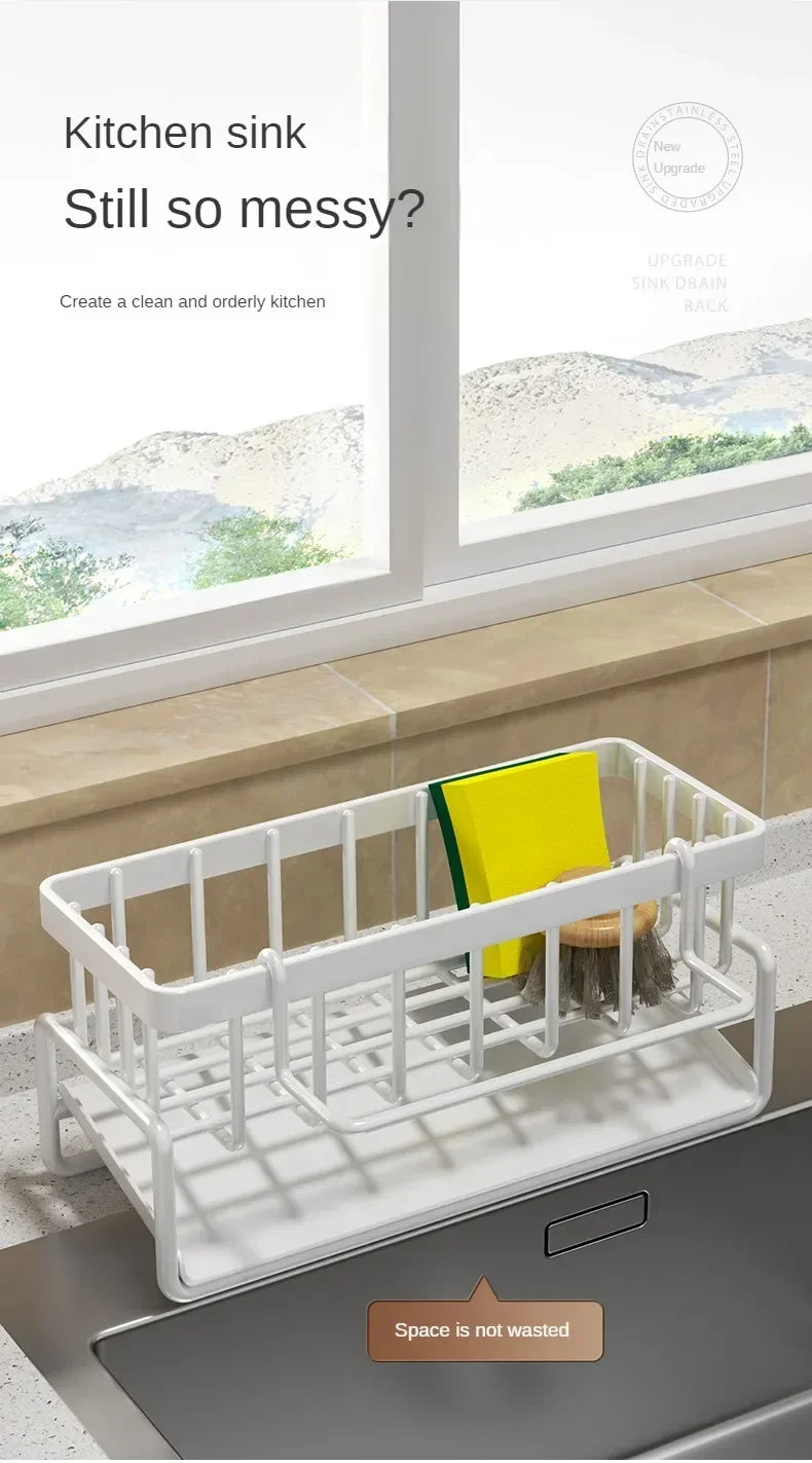 No-Punch Sink Rack – Kitchen Shelf & Drainage Storage Organizer