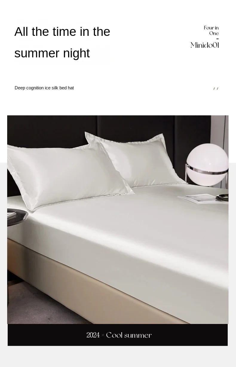 Satin Rayon Fitted Sheet – Solid Color Elastic Bed Cover