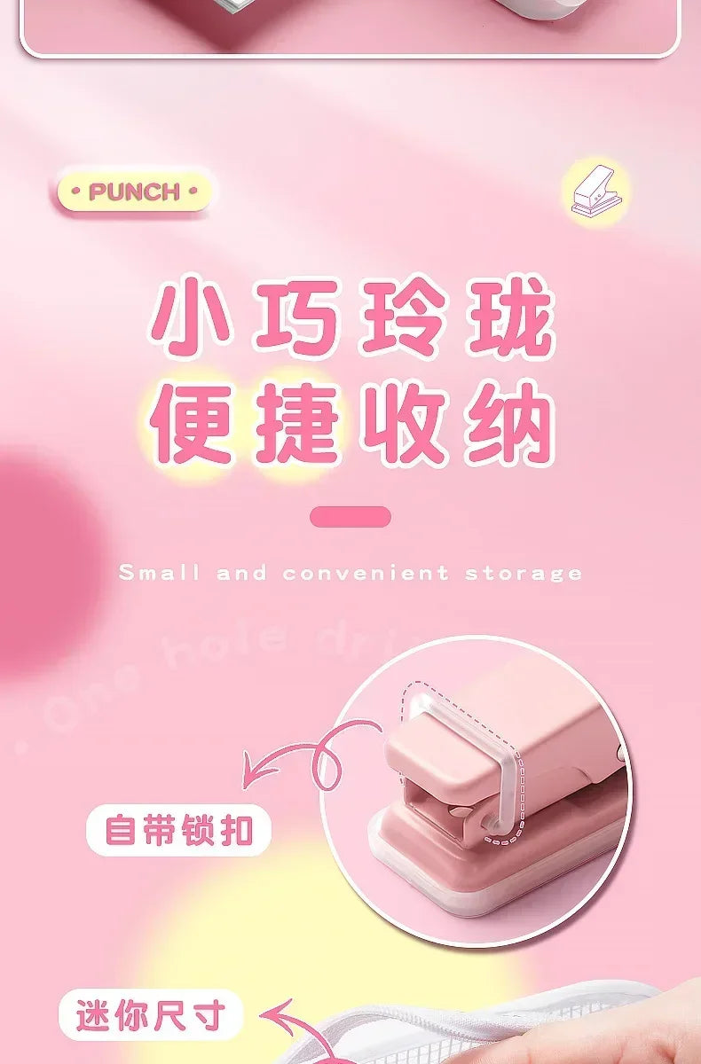 Mini Hole Punch – 1-Hole Cute Portable Paper Cutter