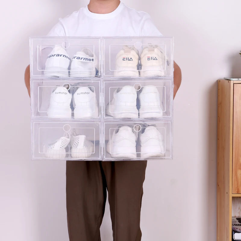 6 Pcs Transparent Dustproof Shoe Storage Boxes