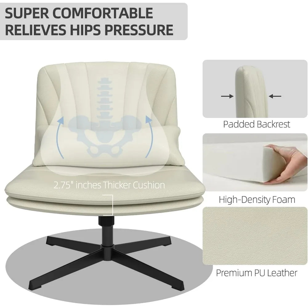 Criss Cross Armless Swivel Vanity & Desk Chair – Adjustable with Lumbar Support