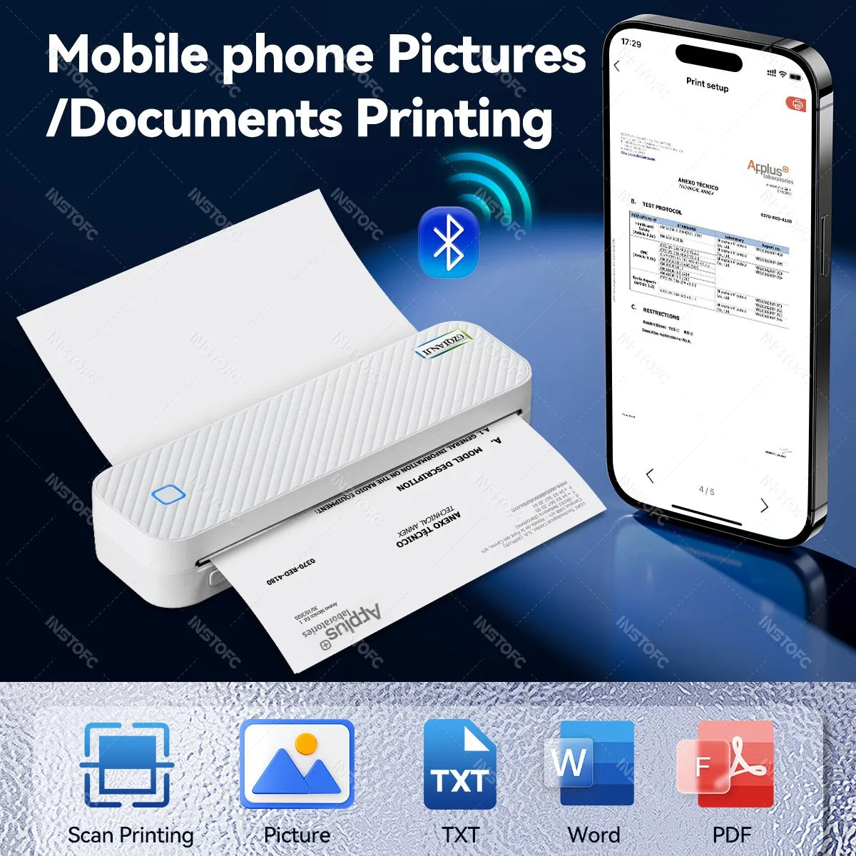 Portable A4 Thermal Bluetooth Printer – Photo & Document Printing Machine