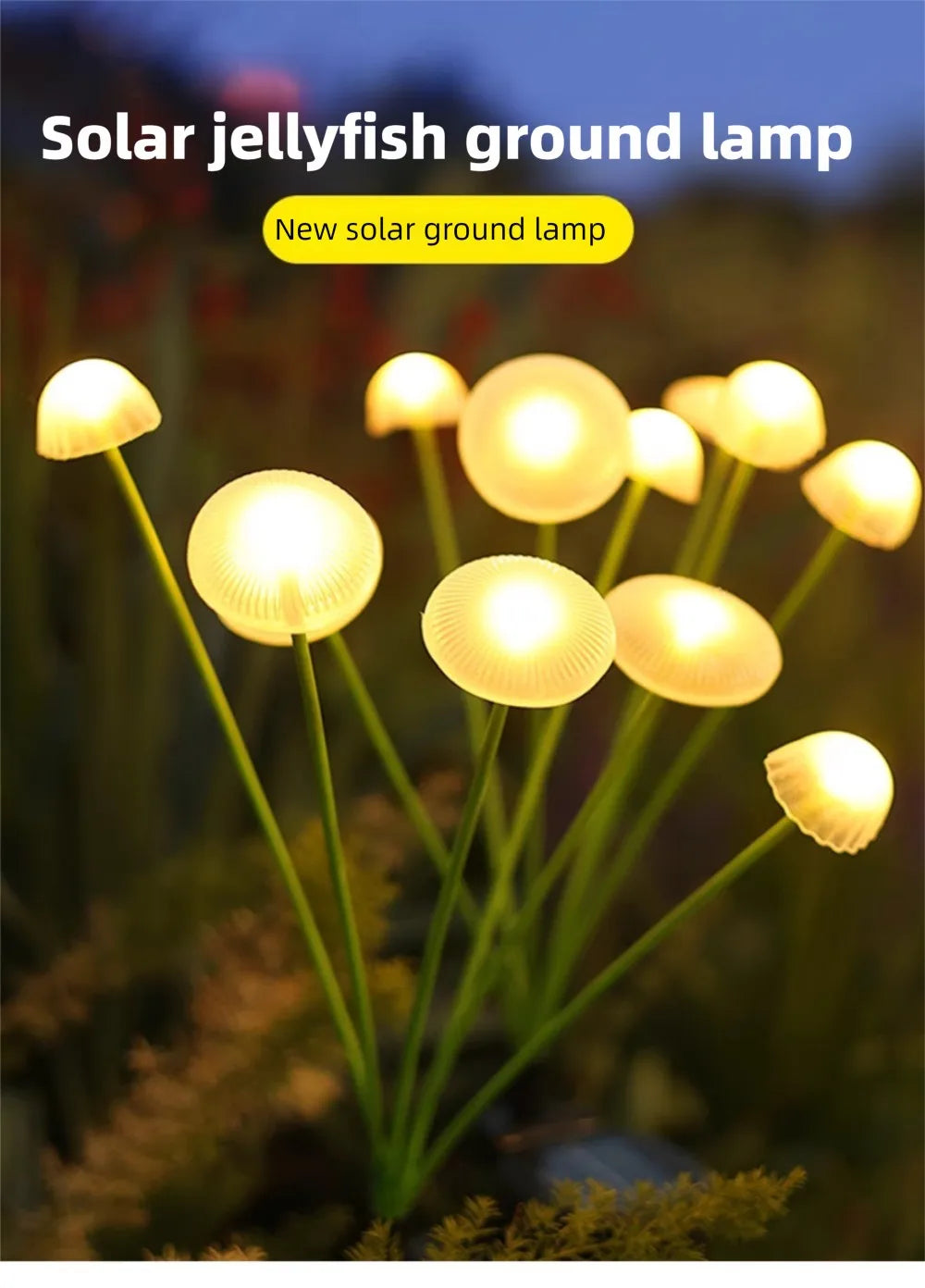LED Solar Jellyfish Mushroom Fairy Light – RGB Waterproof Garden Lamp