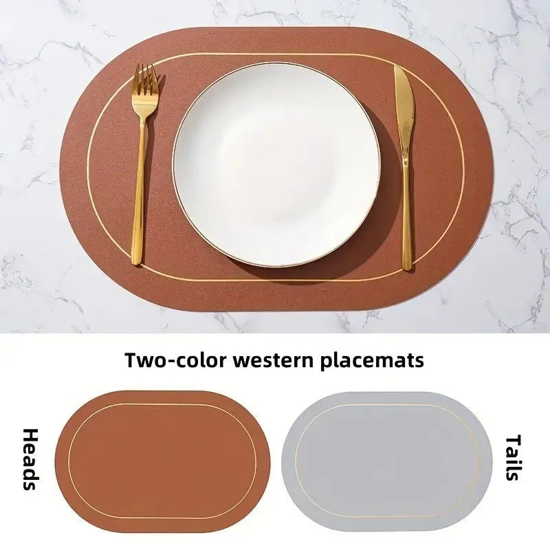 Leather Table Placemats – Heat Resistant, Waterproof, Non-Slip (1/4/6pcs)