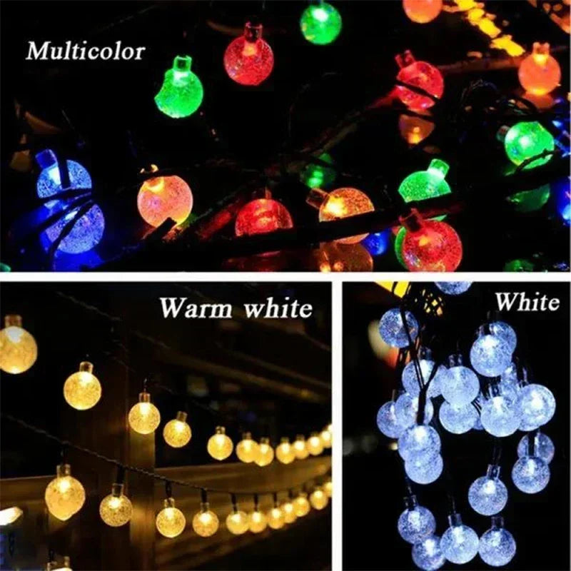 Solar Crystal Fairy String Lights – 8 Modes Waterproof Outdoor Garland