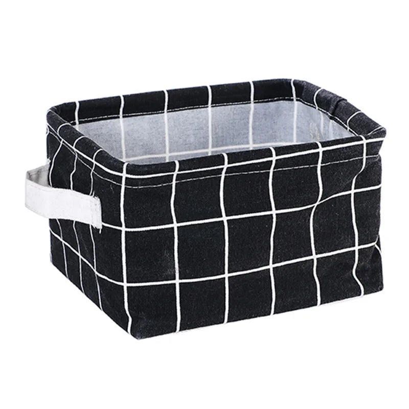 Small Foldable Canvas Storage Basket with Handle