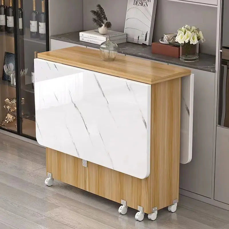 Foldable Rectangular Dining Table with Wheels – Space-Saving Multi-Functional Table for Small Apartments