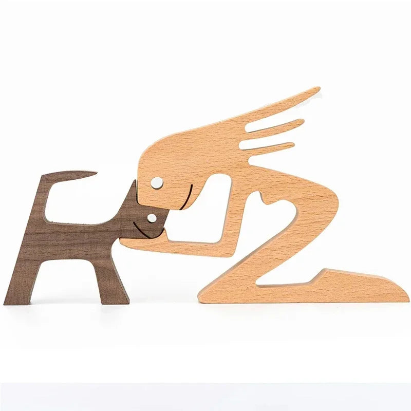 Wooden Puppy Figurine – Handmade Dog Craft Decoration & Gift