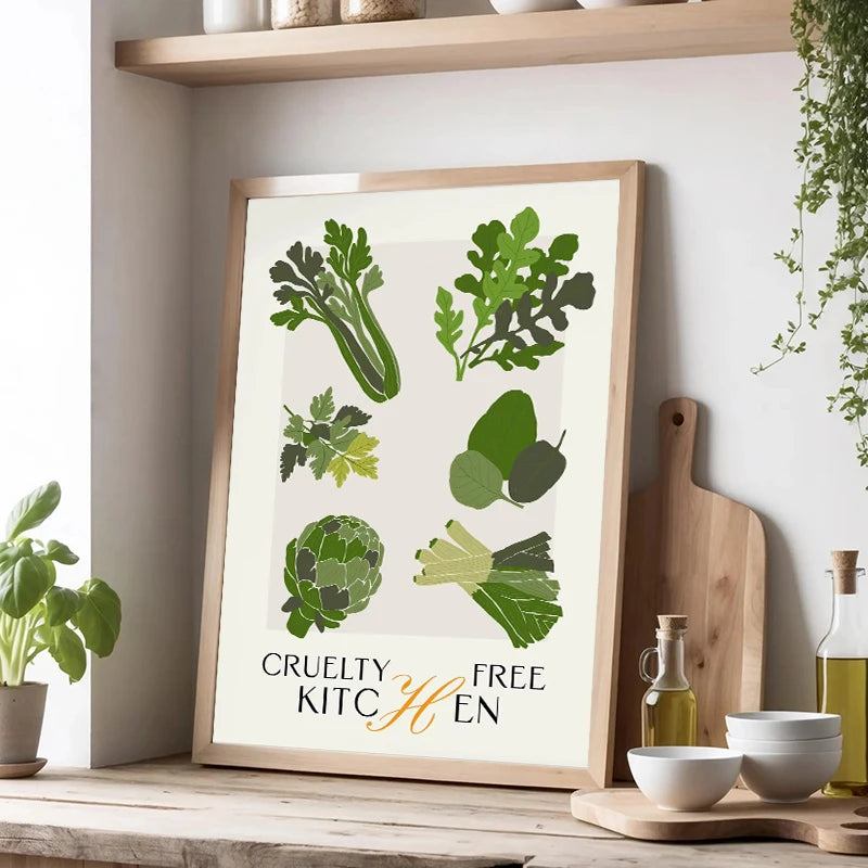 Eat More Fruits & Veggies Kitchen Wall Art – Canvas Poster (Frameless)