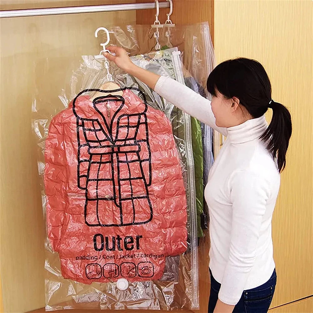 Hanging Transparent Vacuum Storage Bag with Air Pump