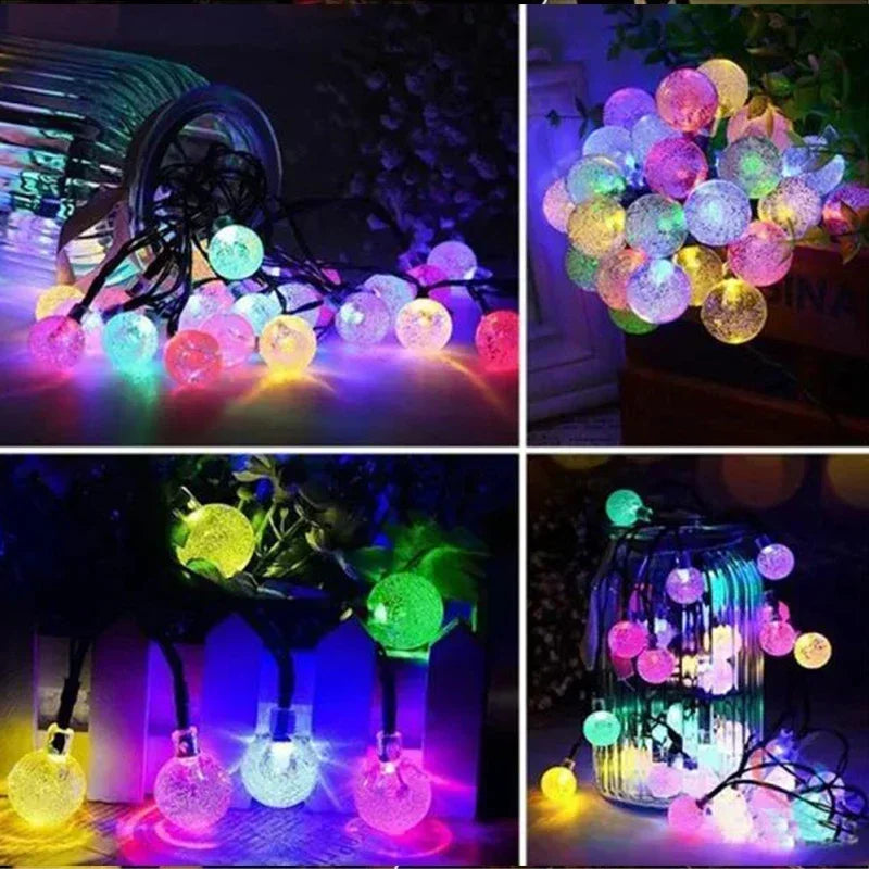 Solar Crystal Fairy String Lights – 8 Modes Waterproof Outdoor Garland