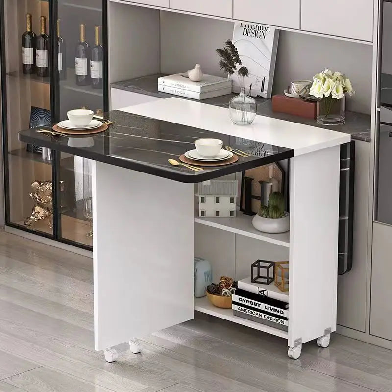 Foldable Rectangular Dining Table with Wheels – Space-Saving Multi-Functional Table for Small Apartments