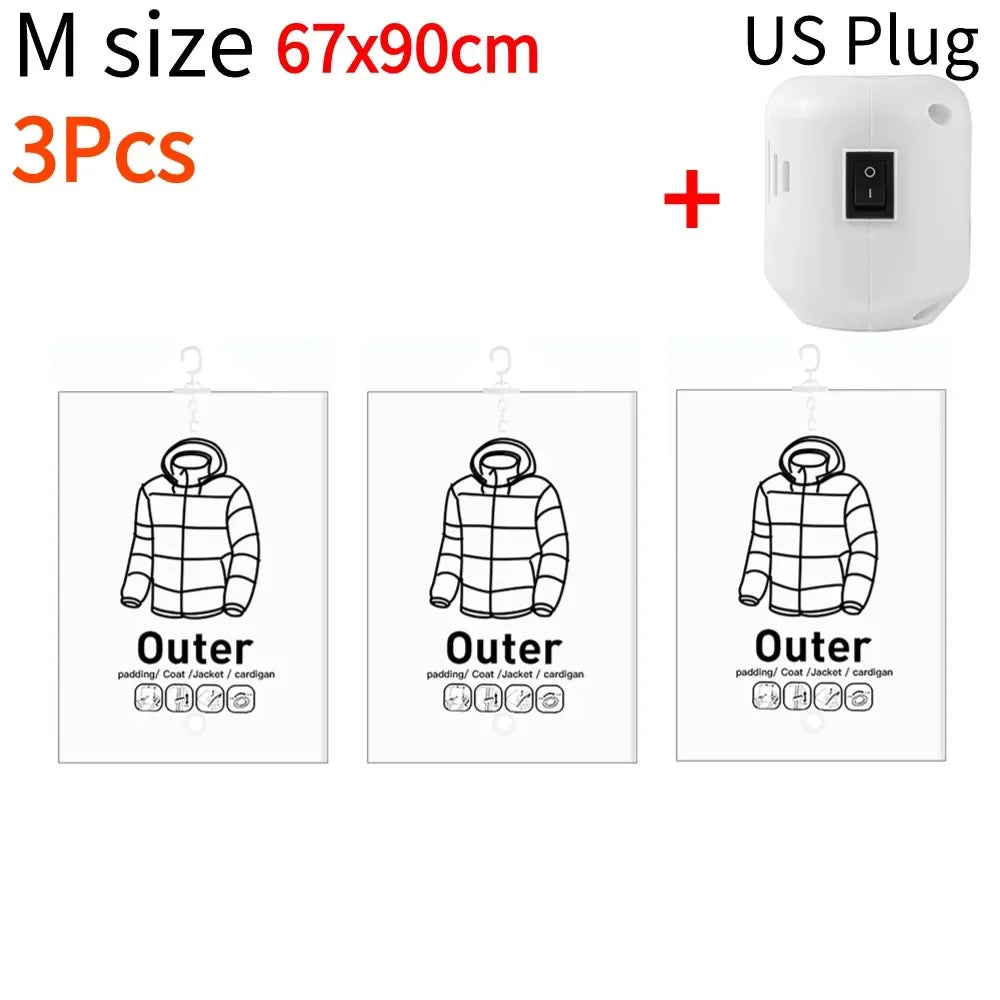 Hanging Transparent Vacuum Storage Bag with Air Pump