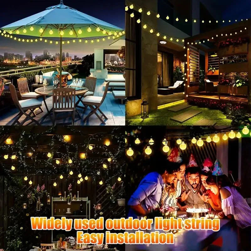 100 LED Solar Crystal Globe String Lights – Outdoor Waterproof Fairy Lights with 8 Modes