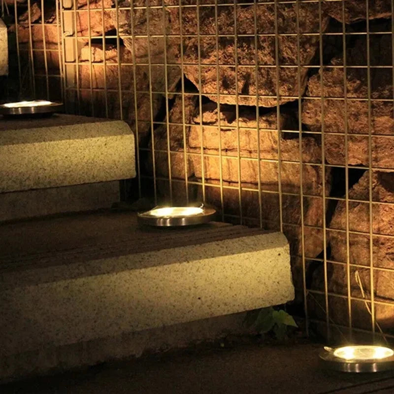 8/20 LED Solar Disk Lights for Garden & Pathway