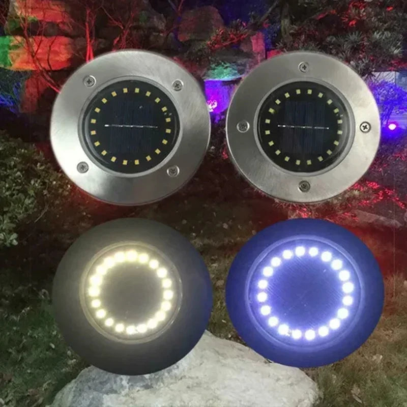 8/20 LED Solar Disk Lights for Garden & Pathway