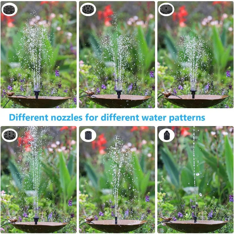 2.5W Solar Fountain Pump with 6 Nozzles & 4ft Pipe