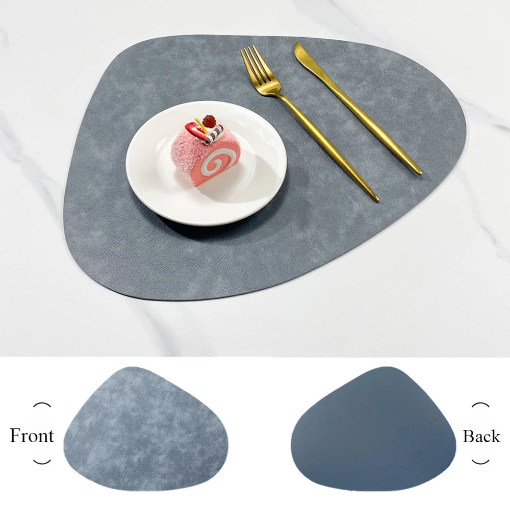 Nordic-Style Double-Sided PU Leather Placemat – Anti-Slip, Water Droplet Shape