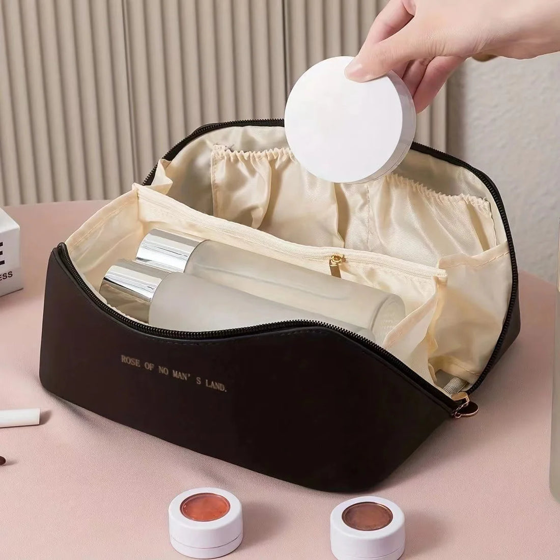 Large-Capacity PU Travel Cosmetic & Toiletry Bag – Multi-Functional Portable Organizer
