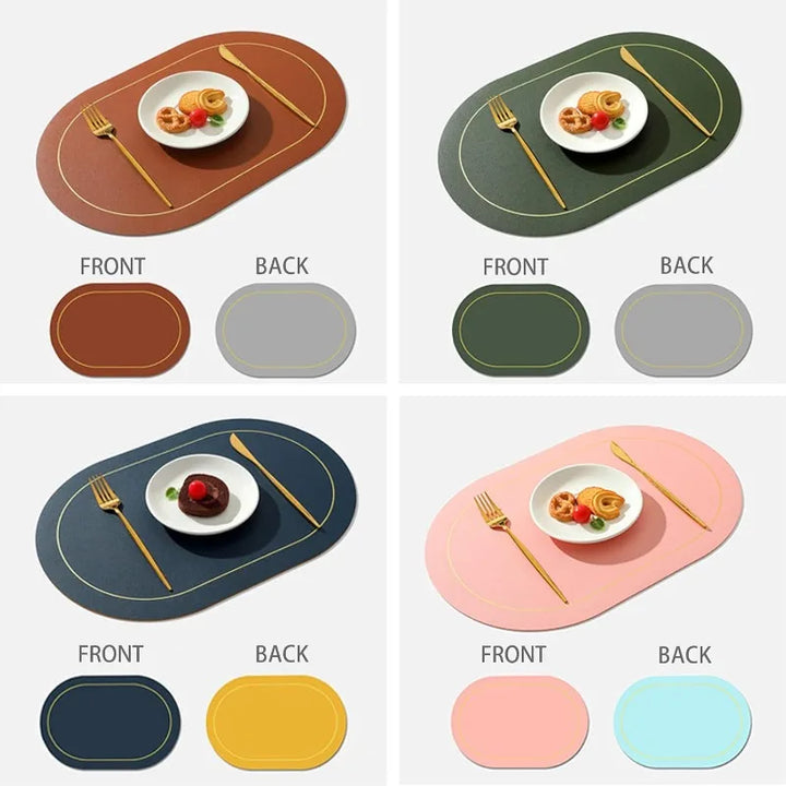 Leather Table Placemats – Heat Resistant, Waterproof, Non-Slip (1/4/6pcs)