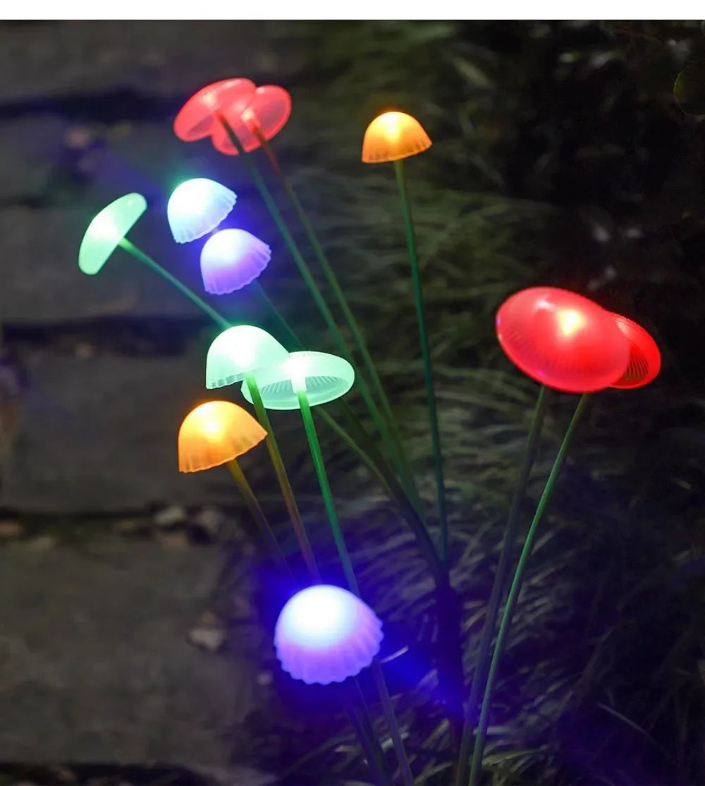 LED Solar Jellyfish Mushroom Fairy Light – RGB Waterproof Garden Lamp